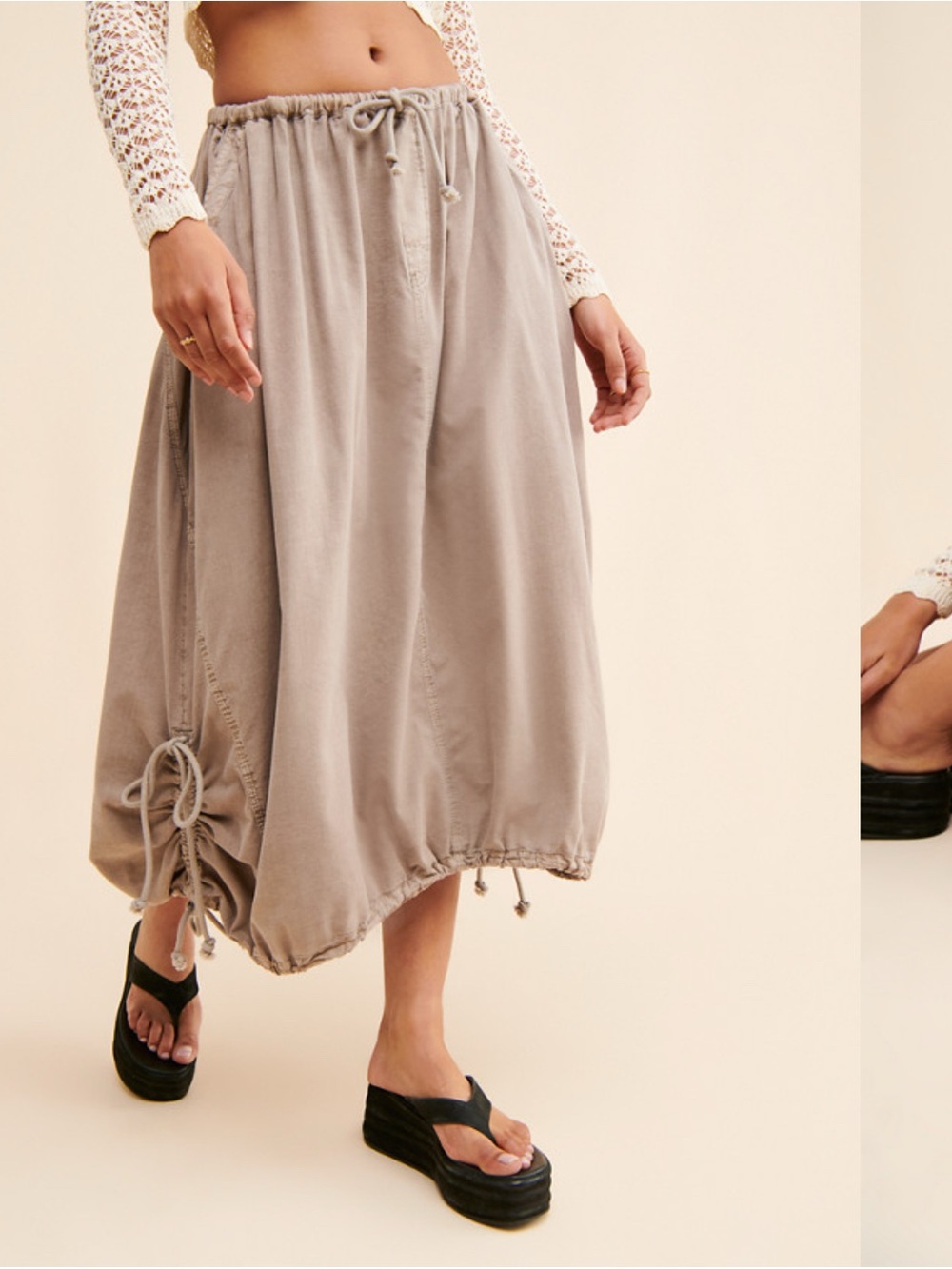 Free People Parachute Skirt Light Gray